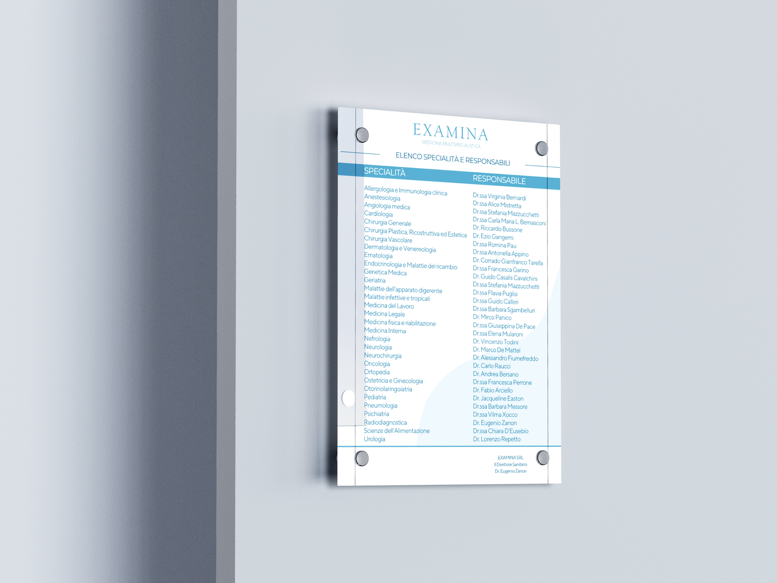 Glass Sign stampato Examina
